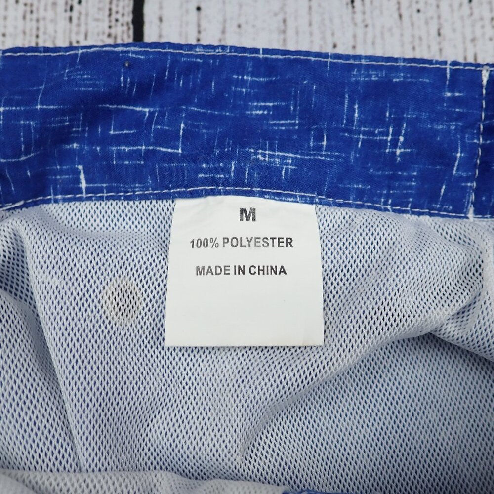 Peter Millar Blue Abstract Print Men's M Mesh Lined Swim Trunks Pockets - Picture 4 of 10